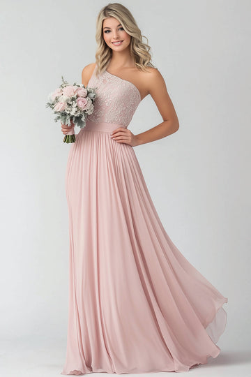 Blush A Line One Shoulder Blonder Chiffon Brudepigekjole